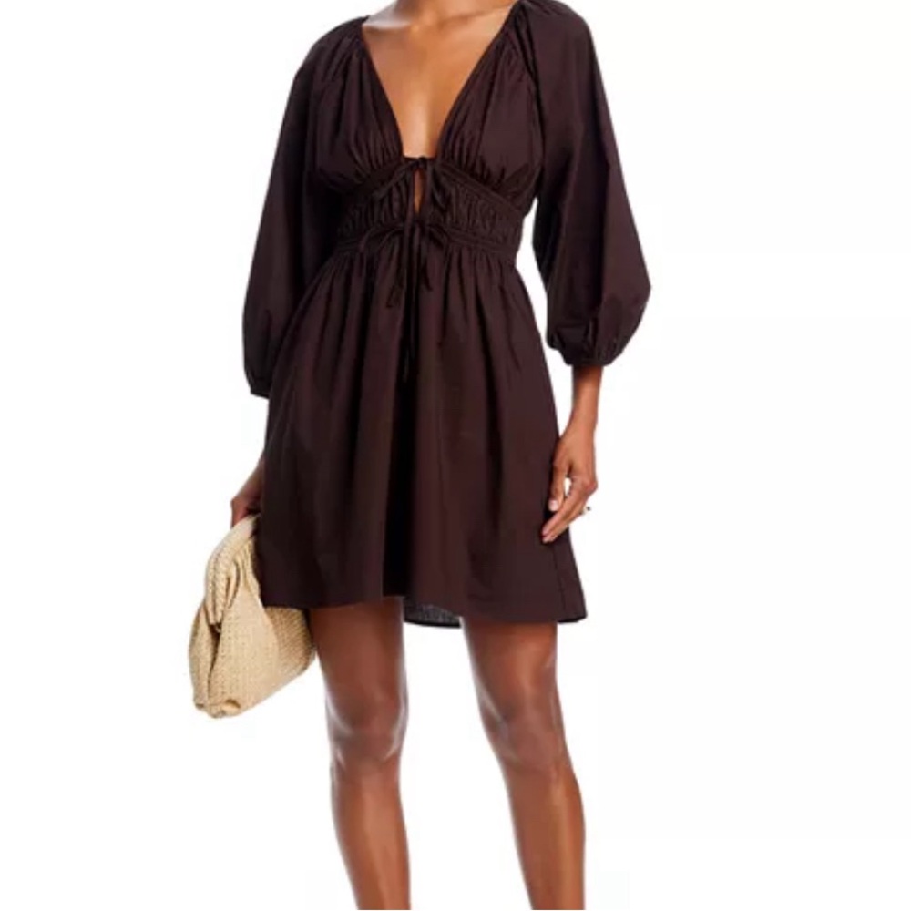 WAYF Leighton brown mini dress